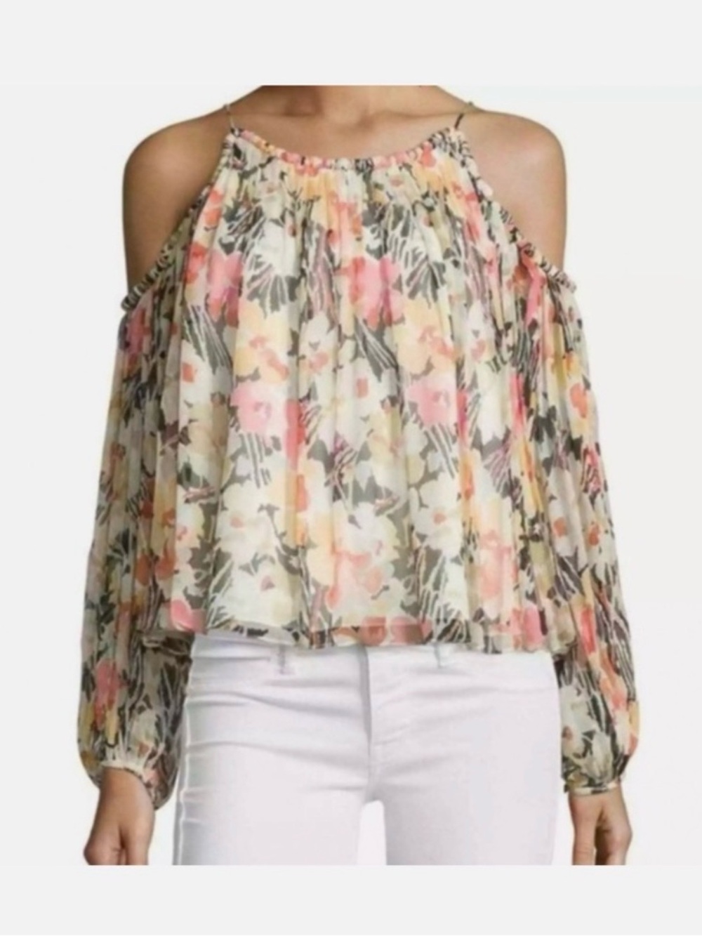 Elizabeth and James silk cold-shoulder blouse